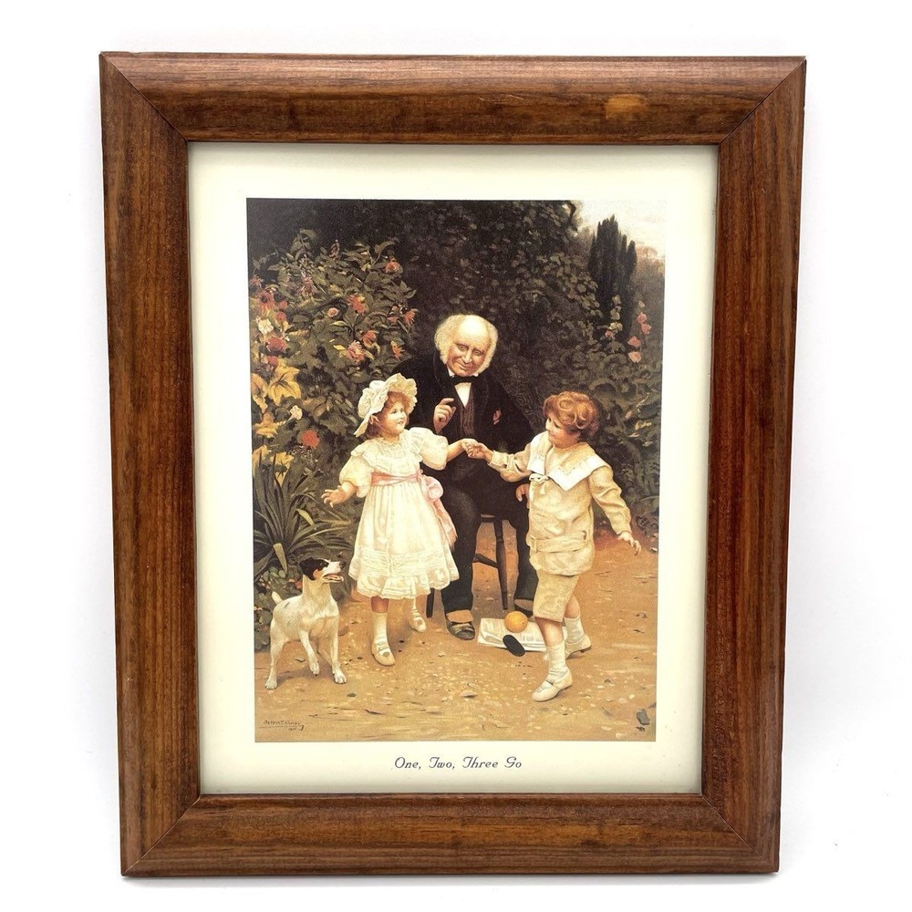 VTG "One, Two, Three Go" Arthur J. Elsley Framed Reproduction Print Wooden Frame